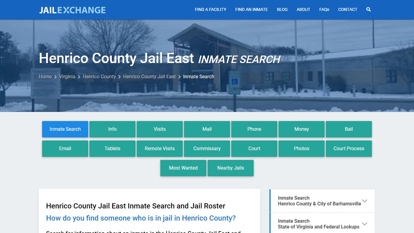 Inmate Search: Roster & Mugshots - Henrico County Jail East, VA